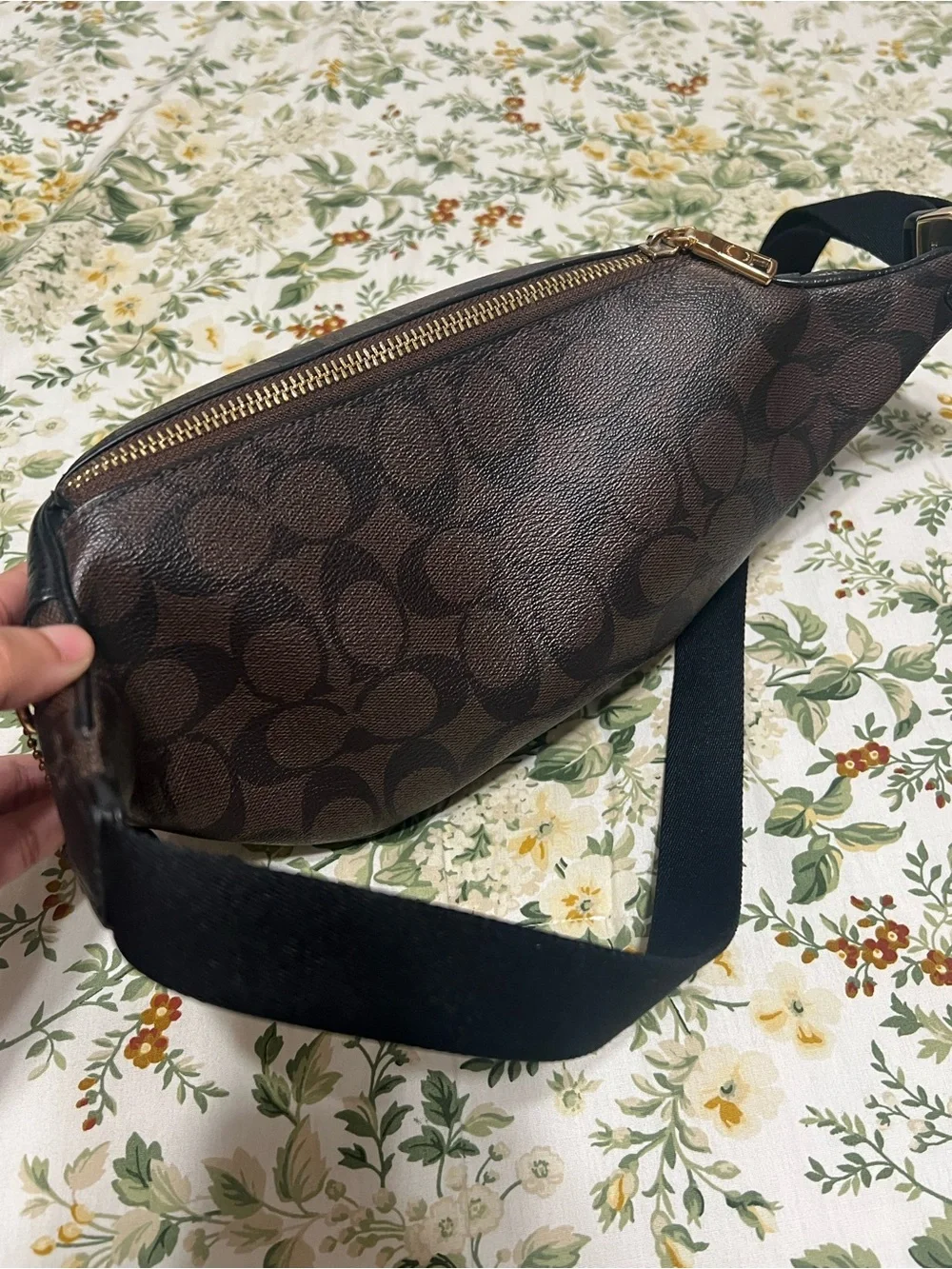 Coach Brown & Black Signature Canvas Belt Bag
